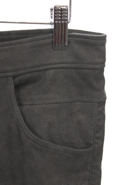 Brunello Cucinelli Women Cropped Leather Pants Gray Button Size 6