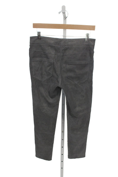 Brunello Cucinelli Women Cropped Leather Pants Gray Button Size 6