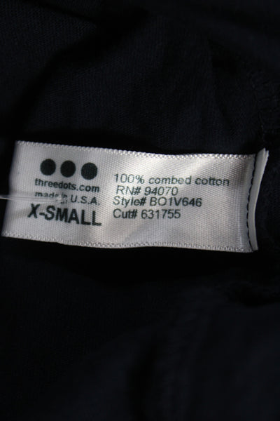 Three Dots Womens Basic Black V Neck Short Sleeve T Shirt Size XS
