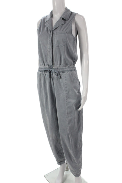 Splendid Womens Collared Sleeveless Gray Jumpsuit Button Lyocell Size XS