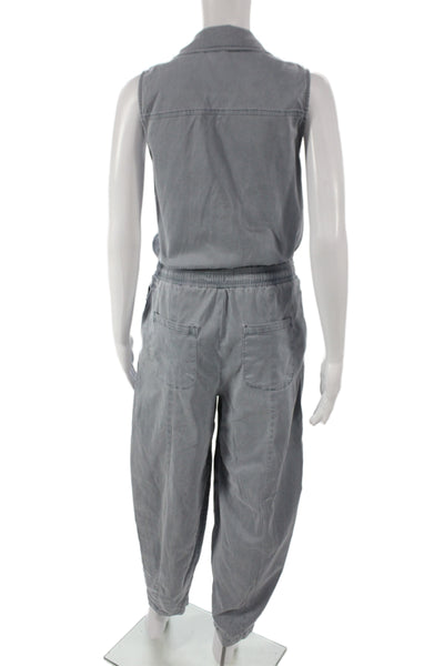 Splendid Womens Collared Sleeveless Gray Jumpsuit Button Lyocell Size XS