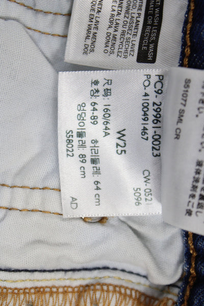 Levi Strauss & Co Women Cut-Off Shorts Blue 100% Cotton Button Size 25