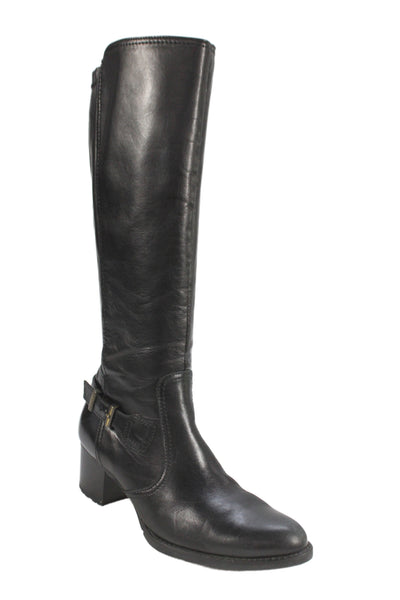 Paul Green Womens Leather Block Heels Knee High Boots Shoes Black Size 4