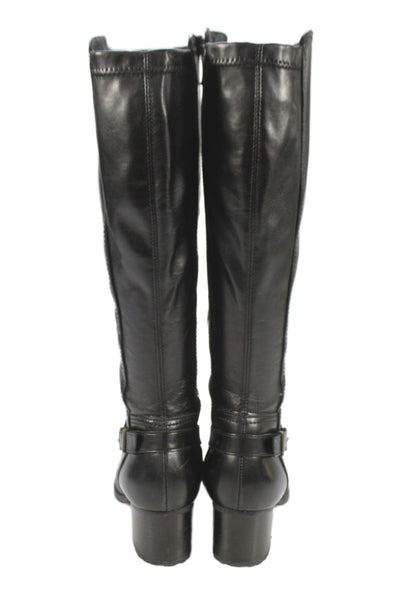 Paul Green Womens Leather Block Heels Knee High Boots Shoes Black Size 4
