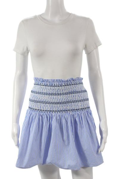 Pomander Place Womens Mini Striped Cotton Skirt Blue Preppy Size M