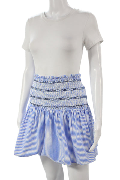 Pomander Place Womens Mini Striped Cotton Skirt Blue Preppy Size M