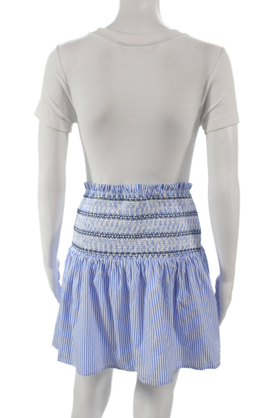 Pomander Place Womens Mini Striped Cotton Skirt Blue Preppy Size M