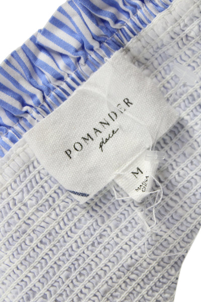 Pomander Place Womens Mini Striped Cotton Skirt Blue Preppy Size M
