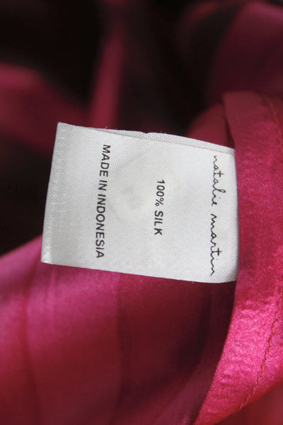 Natalie Martin Womens Silk Striped V Neck Shift Dress Pink 3/4 Sleeve Size M