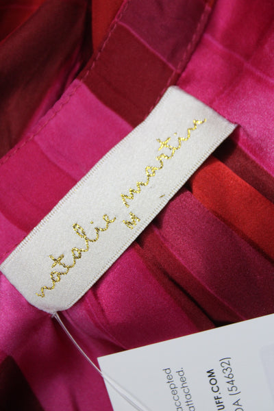 Natalie Martin Womens Silk Striped V Neck Shift Dress Pink 3/4 Sleeve Size M