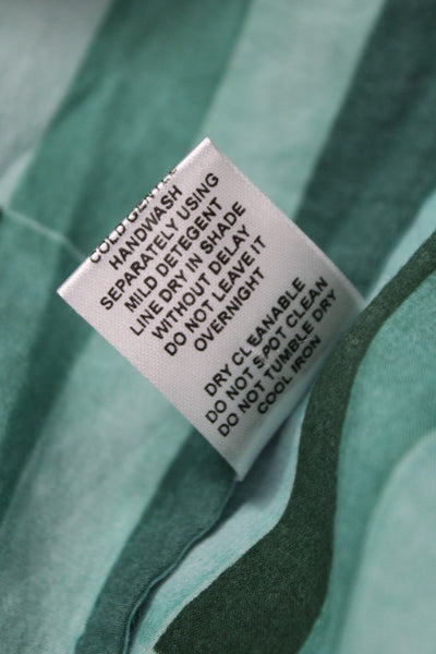 Natalie Martin Women Green Striped Shirt Dress Cotton Henley 3/4 Sleeve Size M