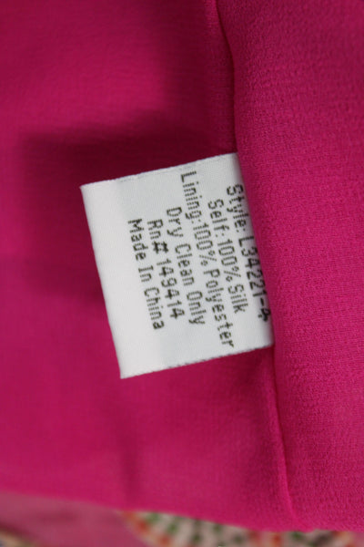 Johnny Was Women Shift Dress Pink Silk Floral 3/4 Sleeve Size L