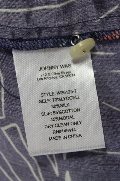 Johnny Was Women Shirt Dress Purple Check Collared Long Sleeve Lyocell Size L