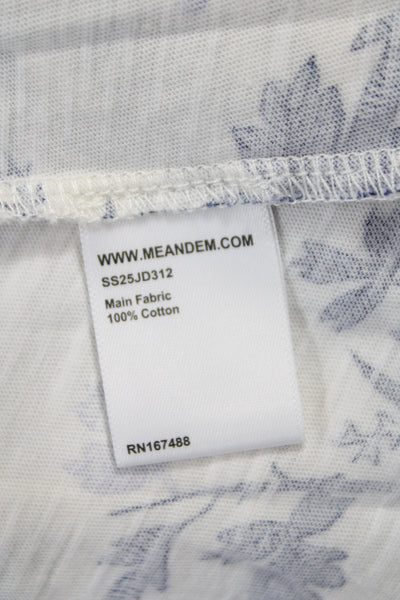 Me + Em Womens Shift Dress White Floral V-Neck 3/4 Sleeve 100% Cotton Size 10