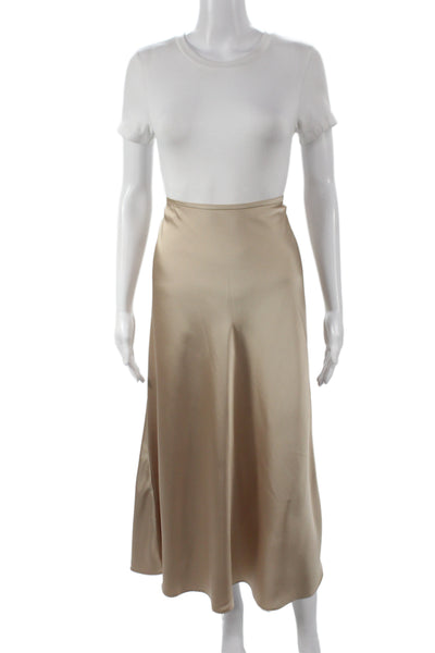 Antonio Melani Women A-Line Long Gold Skirt Zip Polyester Minimalist Size 8