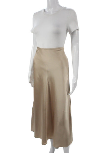 Antonio Melani Women A-Line Long Gold Skirt Zip Polyester Minimalist Size 8