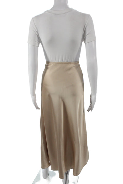Antonio Melani Women A-Line Long Gold Skirt Zip Polyester Minimalist Size 8
