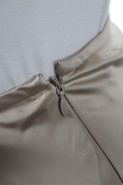 Antonio Melani Women A-Line Long Gold Skirt Zip Polyester Minimalist Size 8