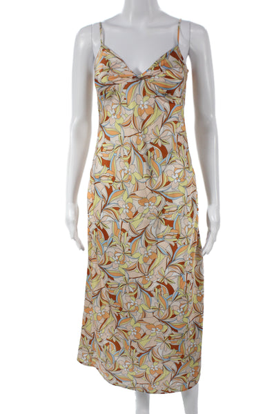 L Space Womens Maxi Floral V-Neck Sleeveless Long Zip Multicolor Dress Size XS