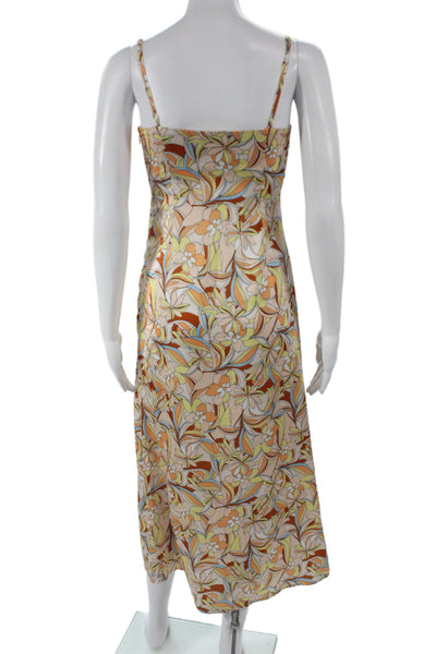 L Space Womens Maxi Floral V-Neck Sleeveless Long Zip Multicolor Dress Size XS