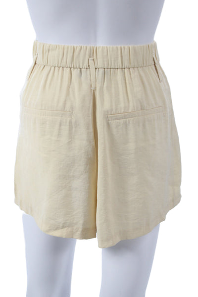 Zara Womens Paperbag Shorts Beige 85% Modal Button Casual Size XS