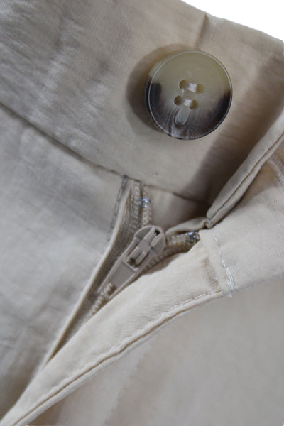 Zara Womens Paperbag Shorts Beige 85% Modal Button Casual Size XS