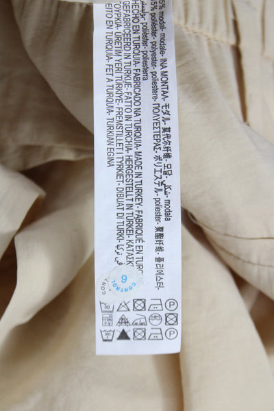 Zara Womens Paperbag Shorts Beige 85% Modal Button Casual Size XS