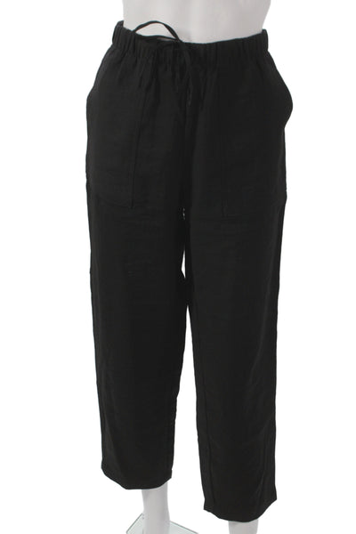 Zara Womens Ankle Drawstring Black Pants Size XS