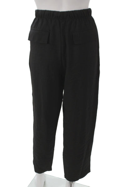 Zara Womens Ankle Drawstring Black Pants Size XS