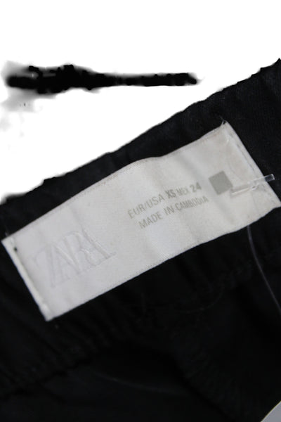 Zara Womens Ankle Drawstring Black Pants Size XS