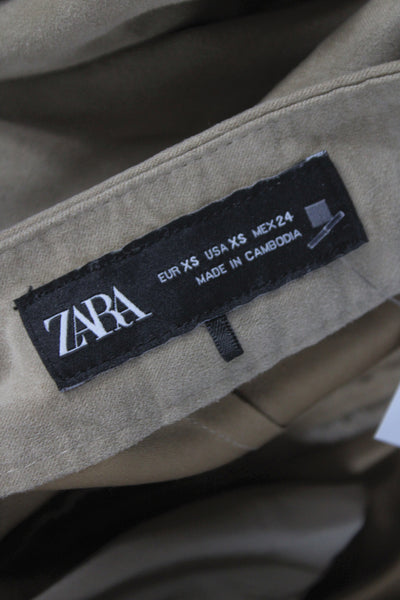 Zara Women Beige Chino Pants Polyester Button Size XS