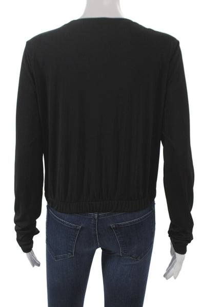 Zara Womens Basic Black T Shirt Long Sleeve Round Neck Polyester Size S