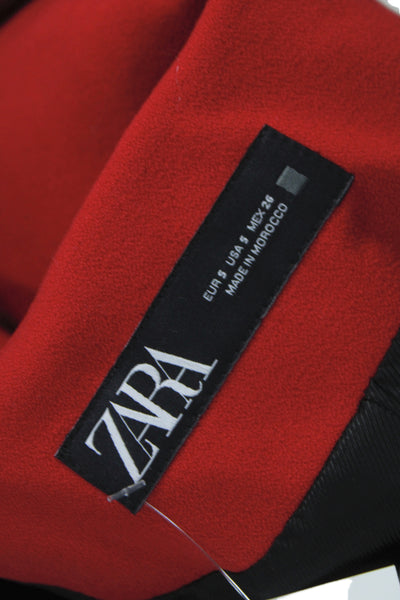 Zara Women Military Jacket Red Long Sleeve Size S