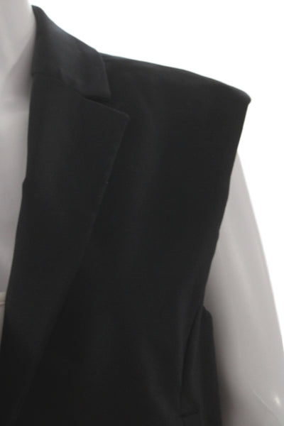 Zara Women Sleeveless Black Basic Jacket Button Acetate Size S