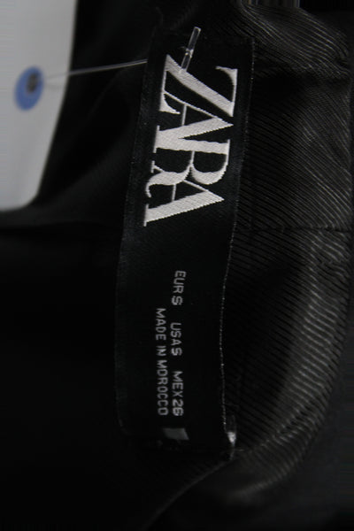 Zara Women Sleeveless Black Basic Jacket Button Acetate Size S