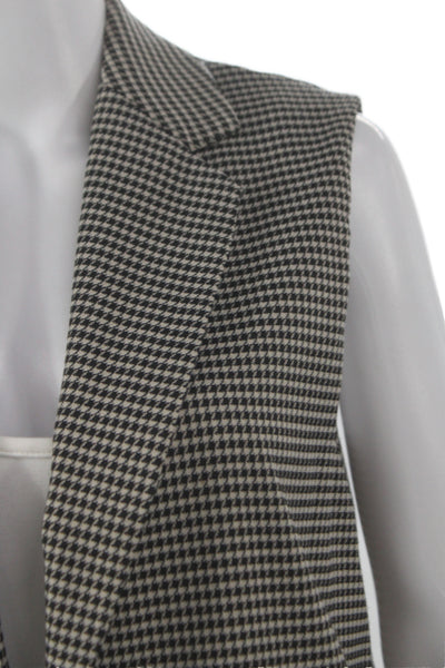 Zara Women Sleeveless Checked Polyester Overcoat Vest Black Size XS