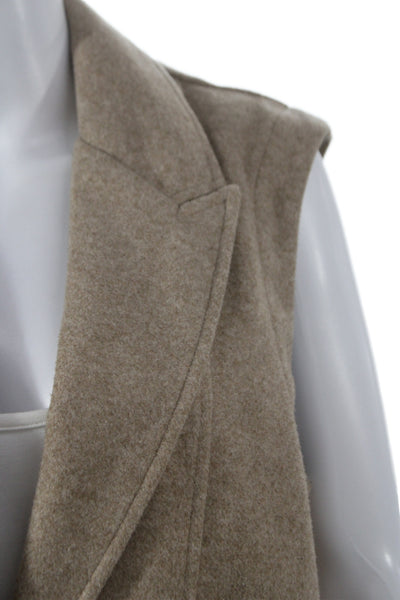 Zara Women Beige Sleeveless Overcoat Vest Button Polyester Solid Size XS