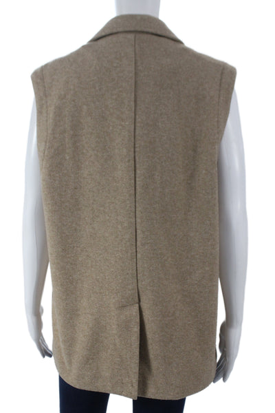 Zara Women Beige Sleeveless Overcoat Vest Button Polyester Solid Size XS