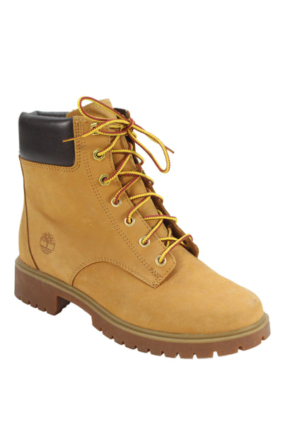 Timberland Womens Leather Lace Up Combat Boots Shoes Brown Size 6