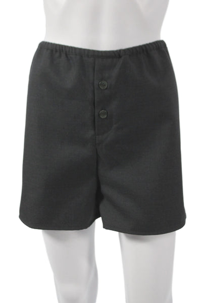 Arth Atelier Mens Black Wool Boxer Shorts Minimalist Solid Size XL