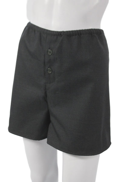 Arth Atelier Mens Black Wool Boxer Shorts Minimalist Solid Size XL