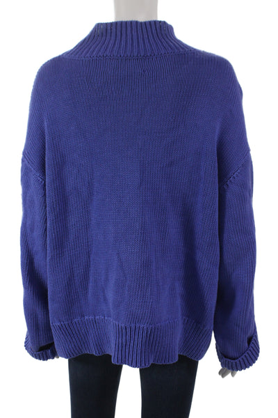Merlette Womens Pullover Sweater Mock Neck Purple Mercerized Cotton Size L