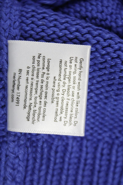 Merlette Womens Pullover Sweater Mock Neck Purple Mercerized Cotton Size L