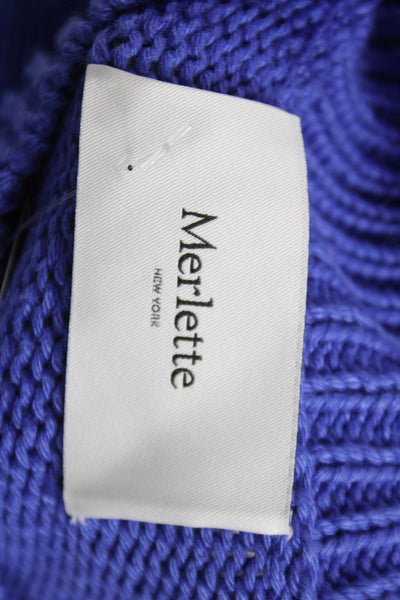 Merlette Womens Pullover Sweater Mock Neck Purple Mercerized Cotton Size L