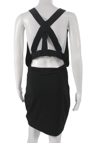 Elizabeth & James Womens Bodycon Black Scoop Neck Knee Length Dress Size M
