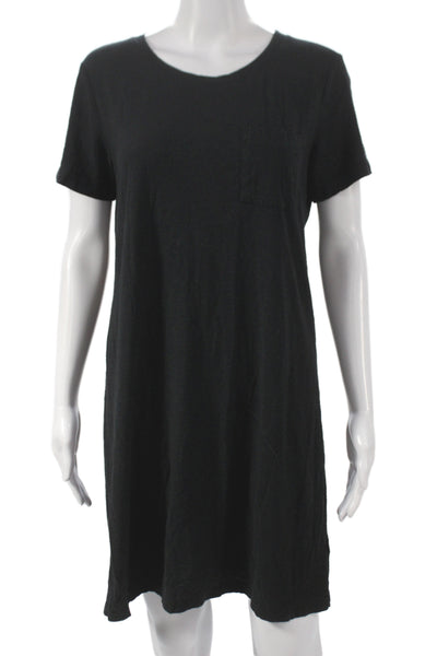 James Perse Womens Black T-Shirt Dress Short Sleeve Crew Neck Size 2