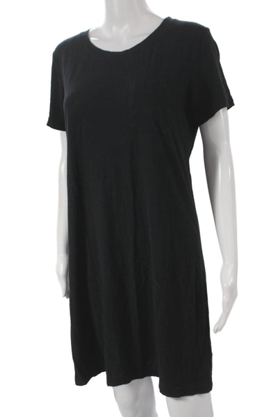 James Perse Womens Black T-Shirt Dress Short Sleeve Crew Neck Size 2