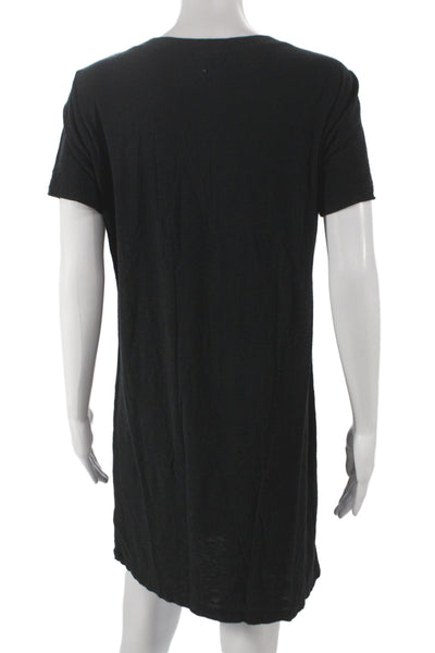 James Perse Womens Black T-Shirt Dress Short Sleeve Crew Neck Size 2