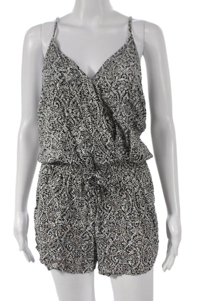 Splendid Women Boho Rayon V-Neck Spaghetti Strap Romper Black Size S