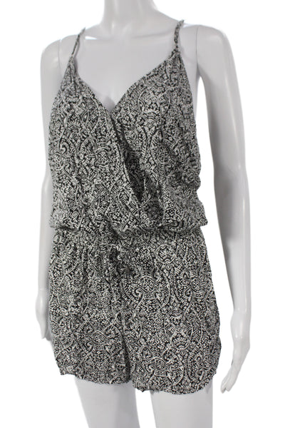 Splendid Women Boho Rayon V-Neck Spaghetti Strap Romper Black Size S